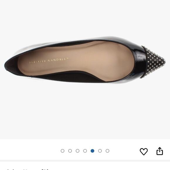 LOEFFLER RANDALL NATALIE BLACK PATENT LEATHER POINT TOE SILVER STUDDED FLATS 10B - Picture 6 of 11